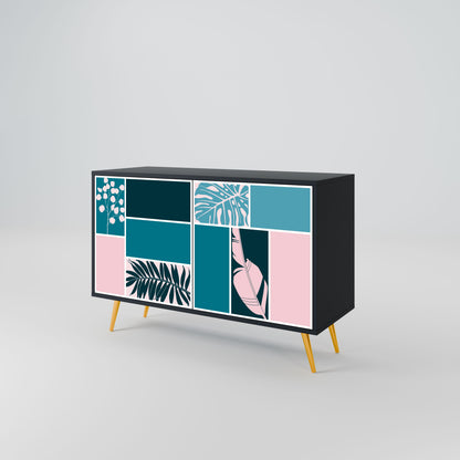 COMBINAZIONE DI FORME Credenza a 2 ante in finitura nera