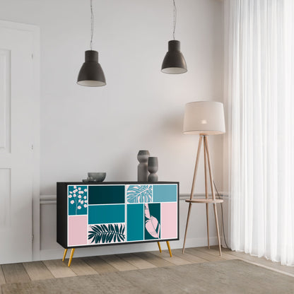 COMBINAZIONE DI FORME Credenza a 2 ante in finitura nera