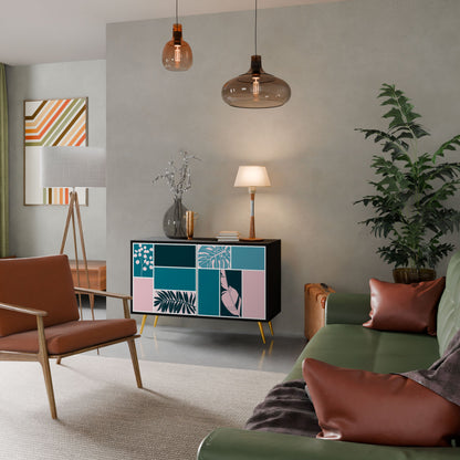 COMBINAZIONE DI FORME Credenza a 2 ante in finitura nera