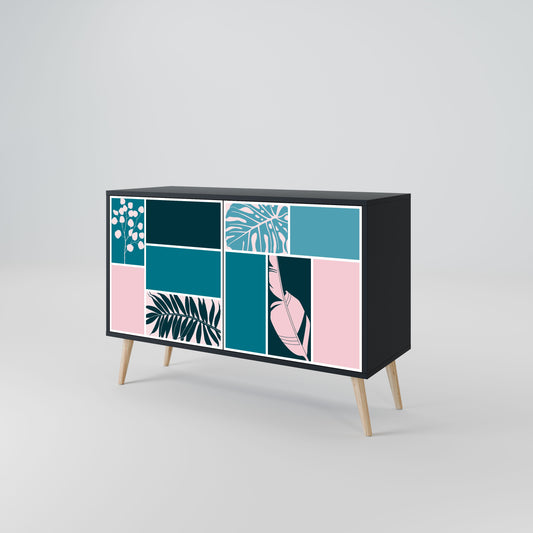 COMBINAZIONE DI FORME Credenza a 2 ante in finitura nera