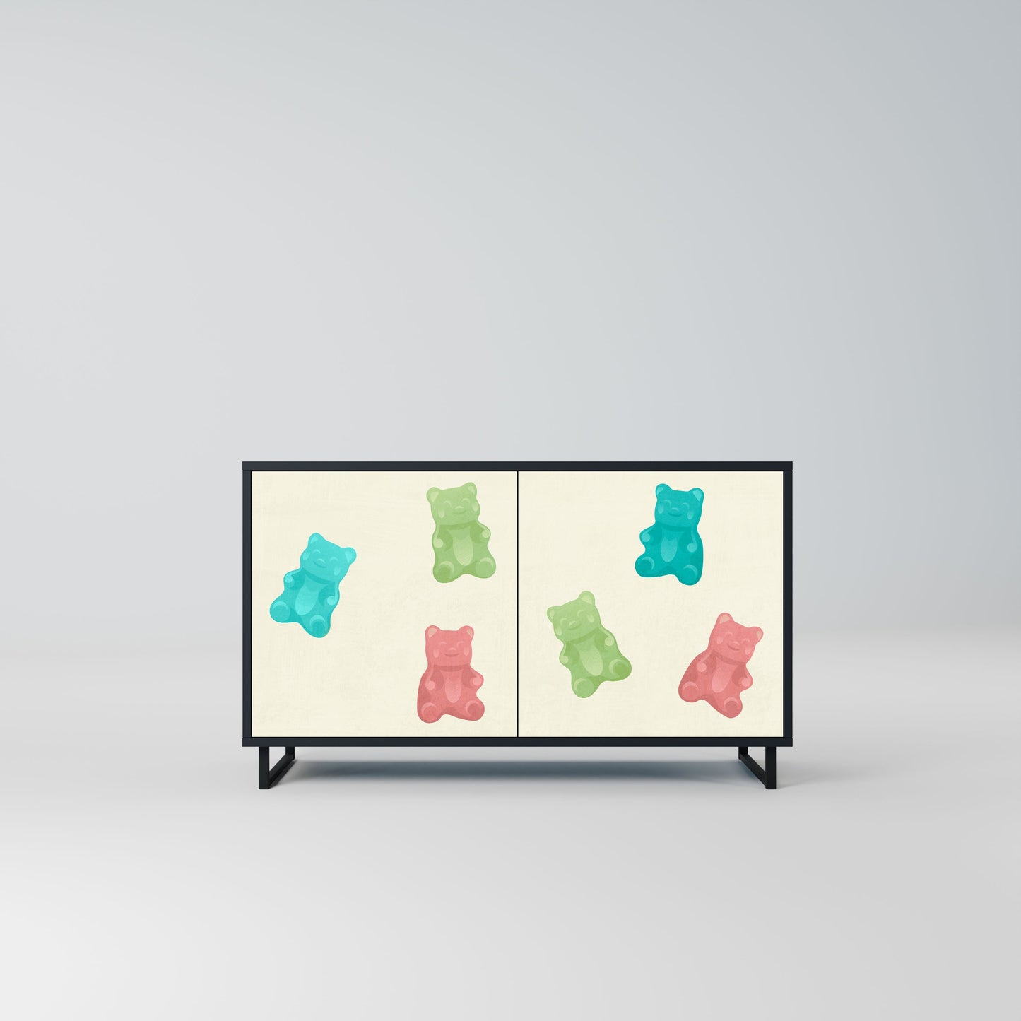 Credenza GUMMY BEARS a 2 ante con finitura nera