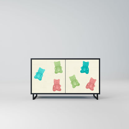 Credenza GUMMY BEARS a 2 ante con finitura nera