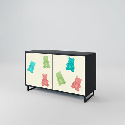 Credenza GUMMY BEARS a 2 ante con finitura nera