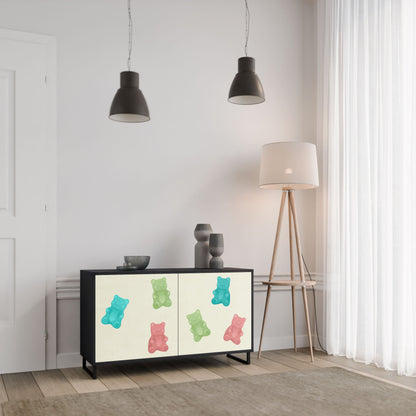 Credenza GUMMY BEARS a 2 ante con finitura nera