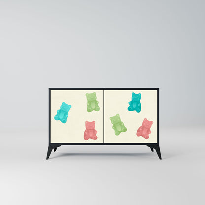 Credenza GUMMY BEARS a 2 ante con finitura nera