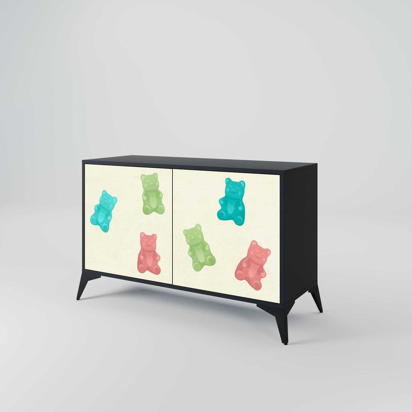 Credenza GUMMY BEARS a 2 ante con finitura nera