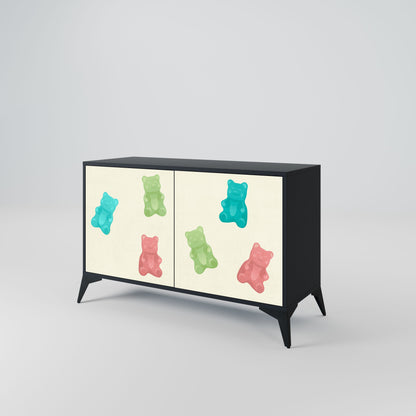 Credenza GUMMY BEARS a 2 ante con finitura nera