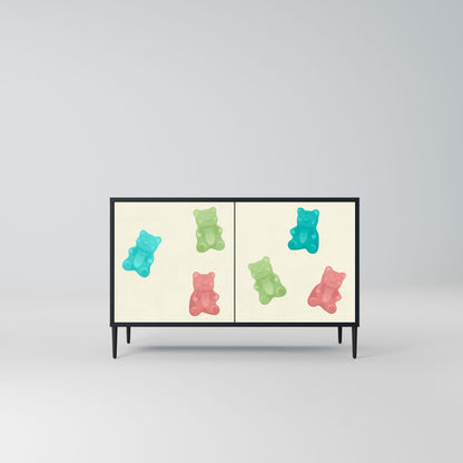 Credenza GUMMY BEARS a 2 ante con finitura nera