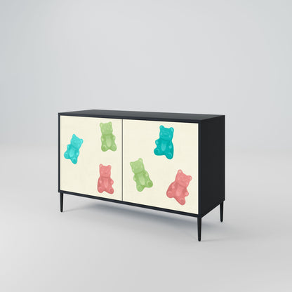 Credenza GUMMY BEARS a 2 ante con finitura nera