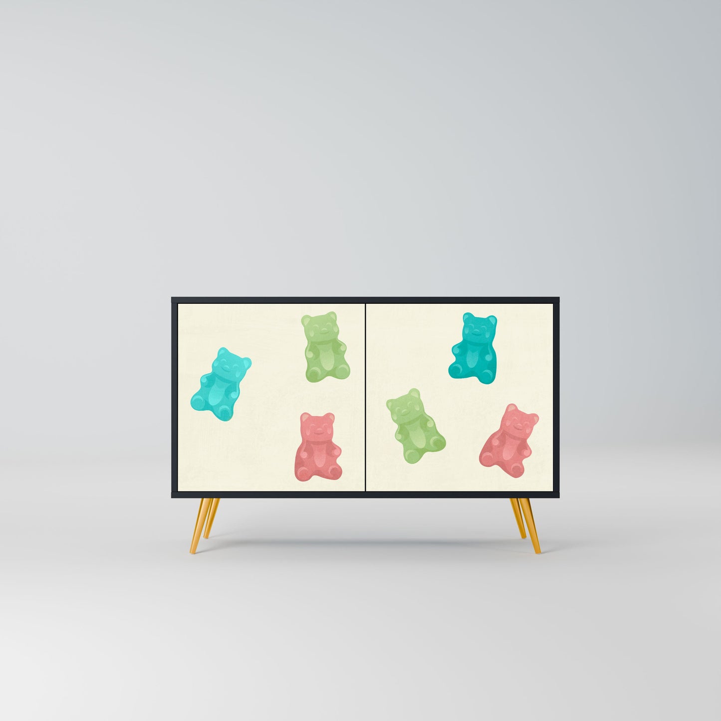 Credenza GUMMY BEARS a 2 ante con finitura nera