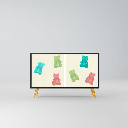 Credenza GUMMY BEARS a 2 ante con finitura nera
