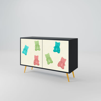 Credenza GUMMY BEARS a 2 ante con finitura nera
