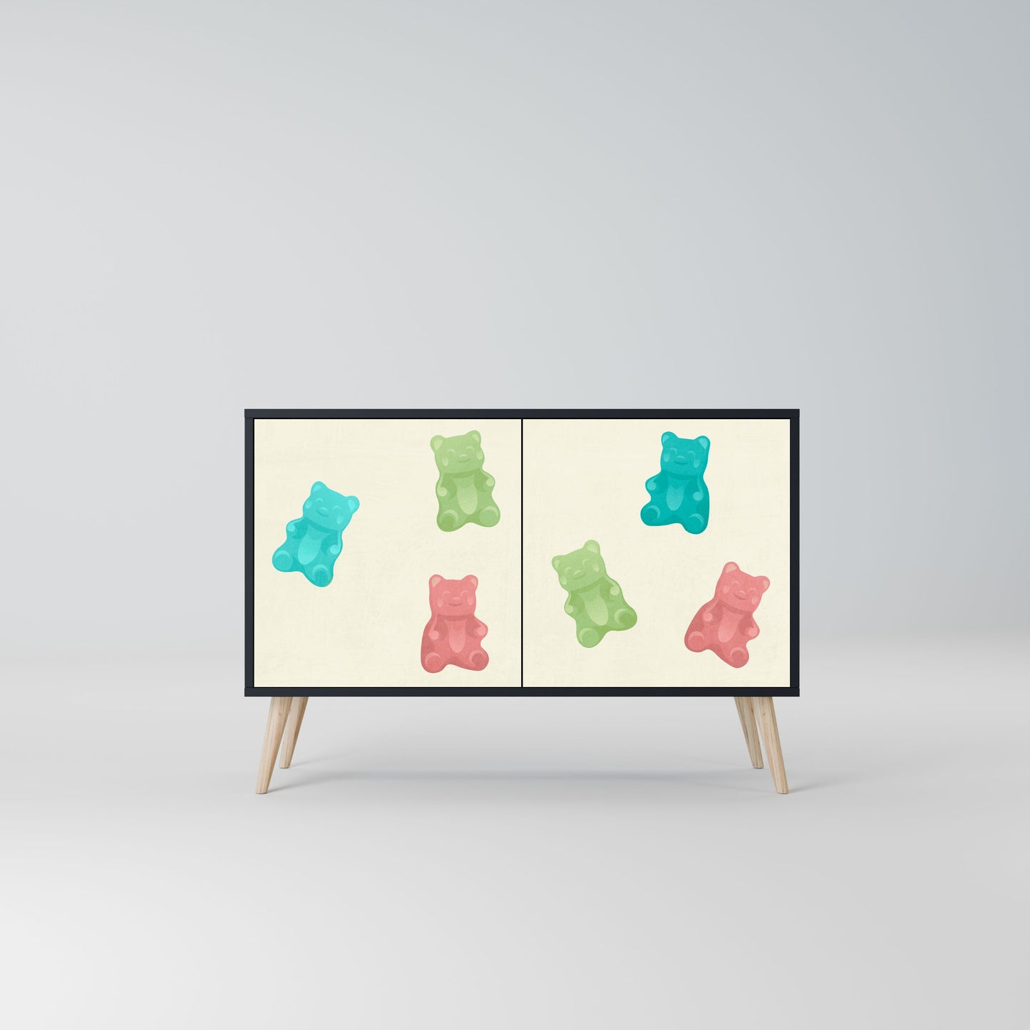 Credenza GUMMY BEARS a 2 ante con finitura nera