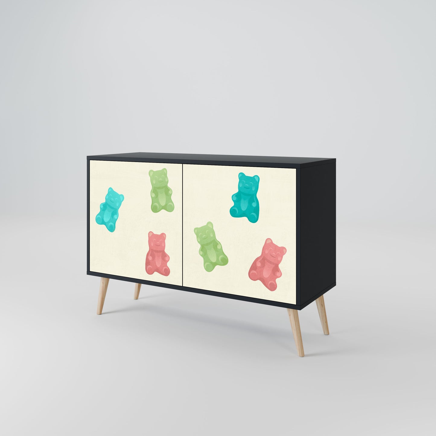 Credenza GUMMY BEARS a 2 ante con finitura nera