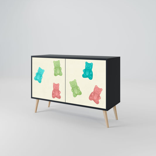 Credenza GUMMY BEARS a 2 ante con finitura nera