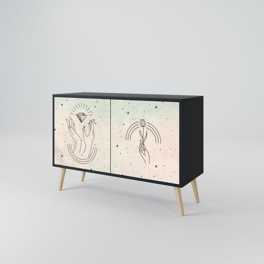 Credenza DELICATE BEAUTY a 2 ante in finitura nera