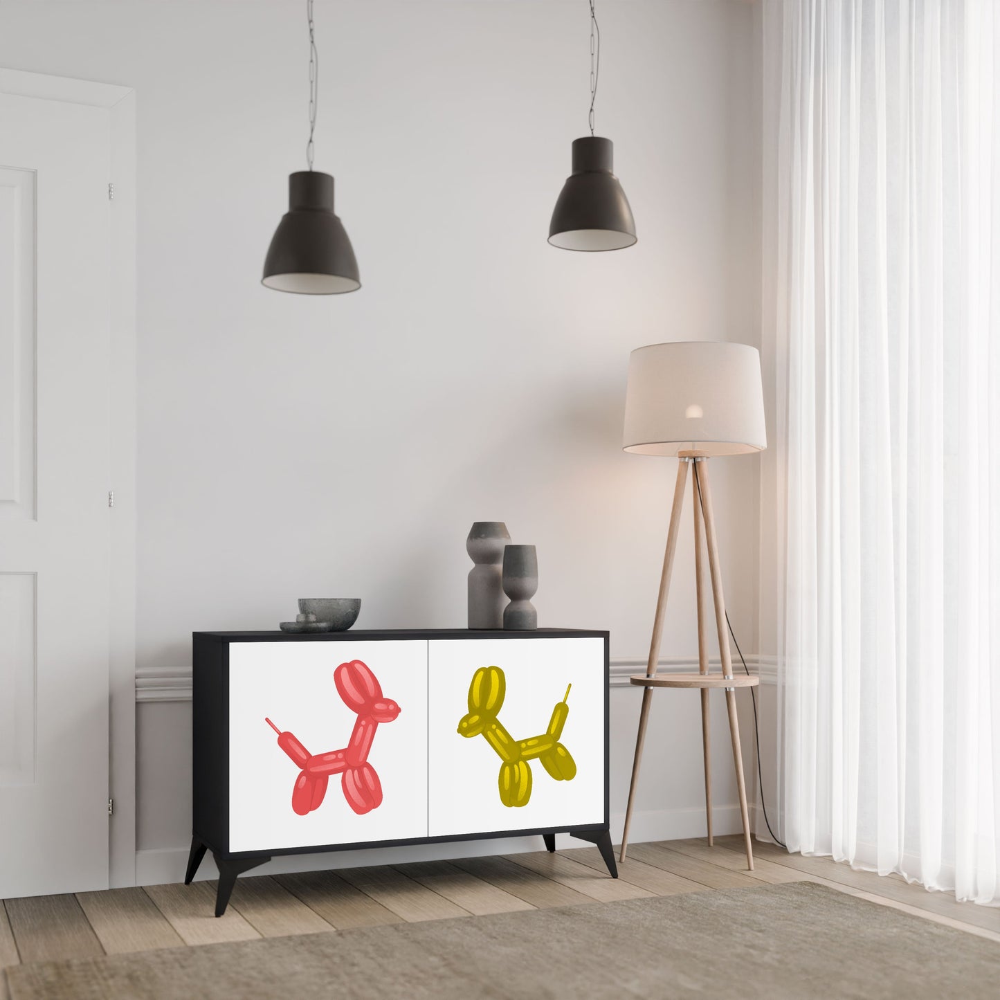 Credenza a 2 ante CHILDHOOD MEMORY in finitura nera