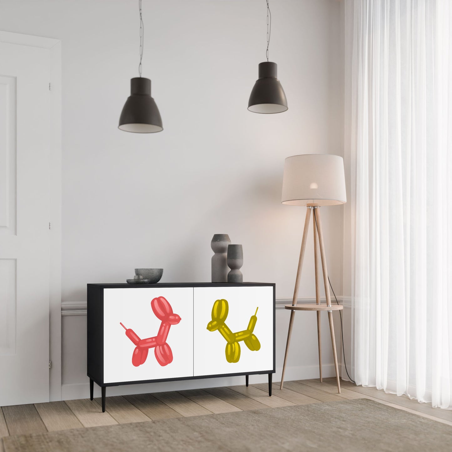 Credenza a 2 ante CHILDHOOD MEMORY in finitura nera