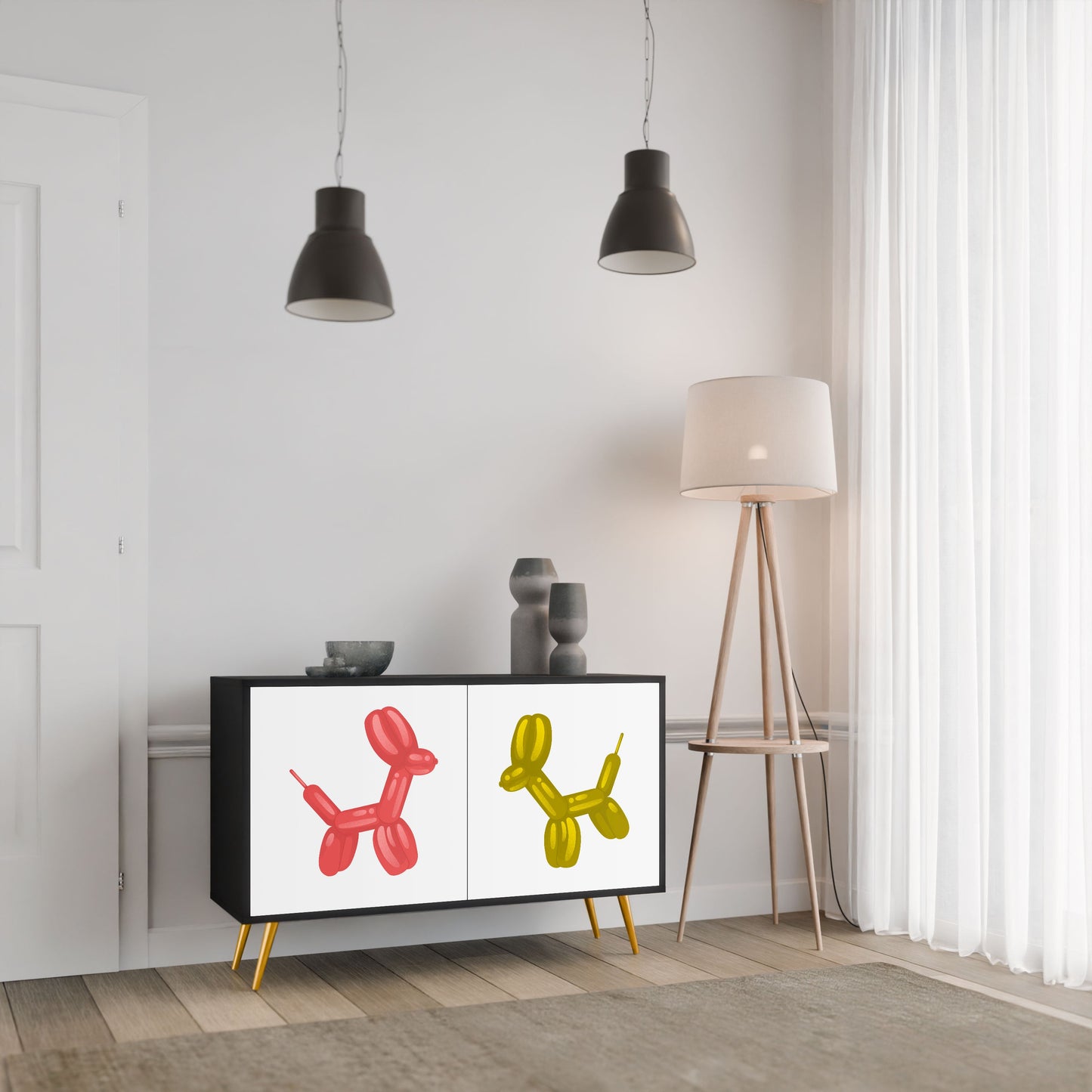 Credenza a 2 ante CHILDHOOD MEMORY in finitura nera