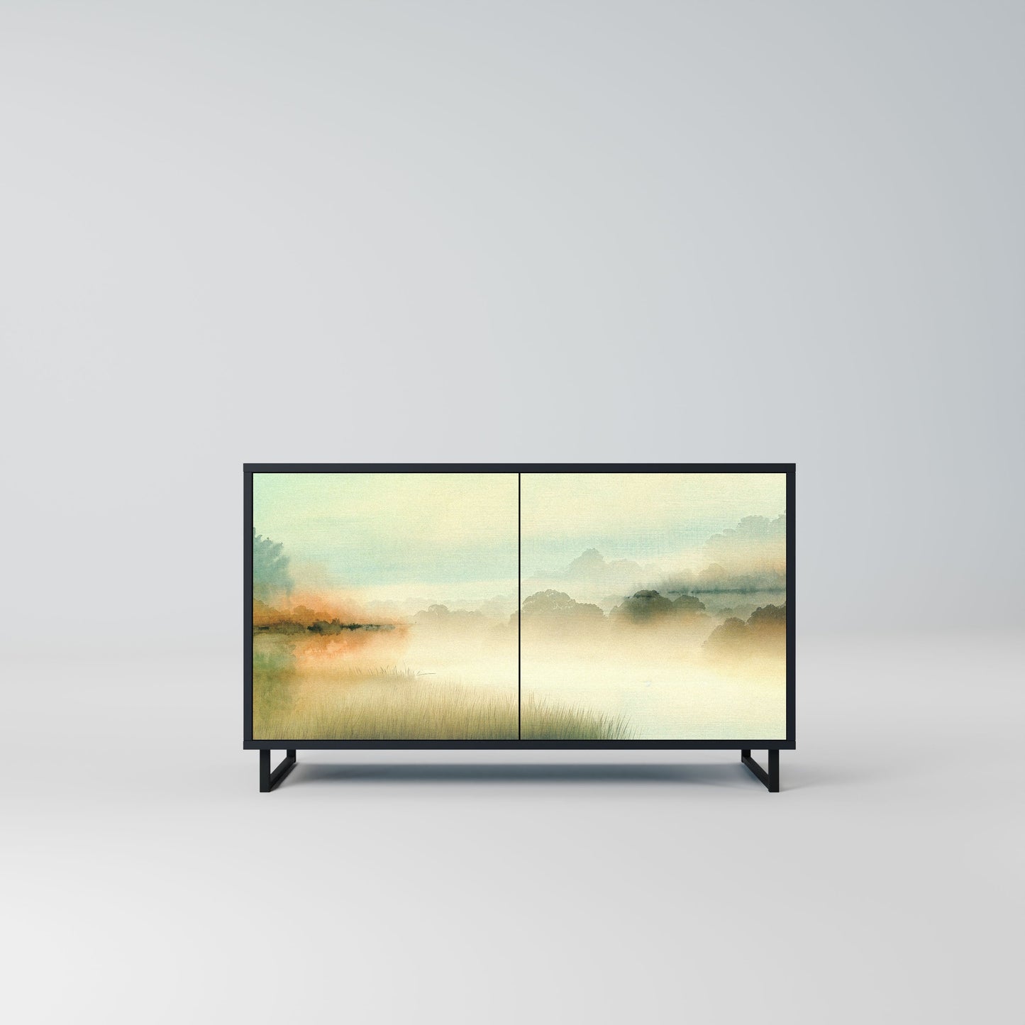 Credenza a 2 ante MORNING BY THE LAKE in finitura nera