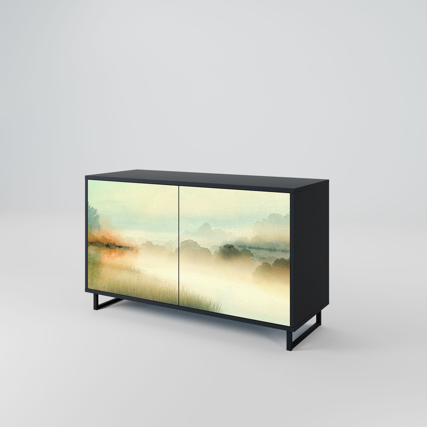 Credenza a 2 ante MORNING BY THE LAKE in finitura nera