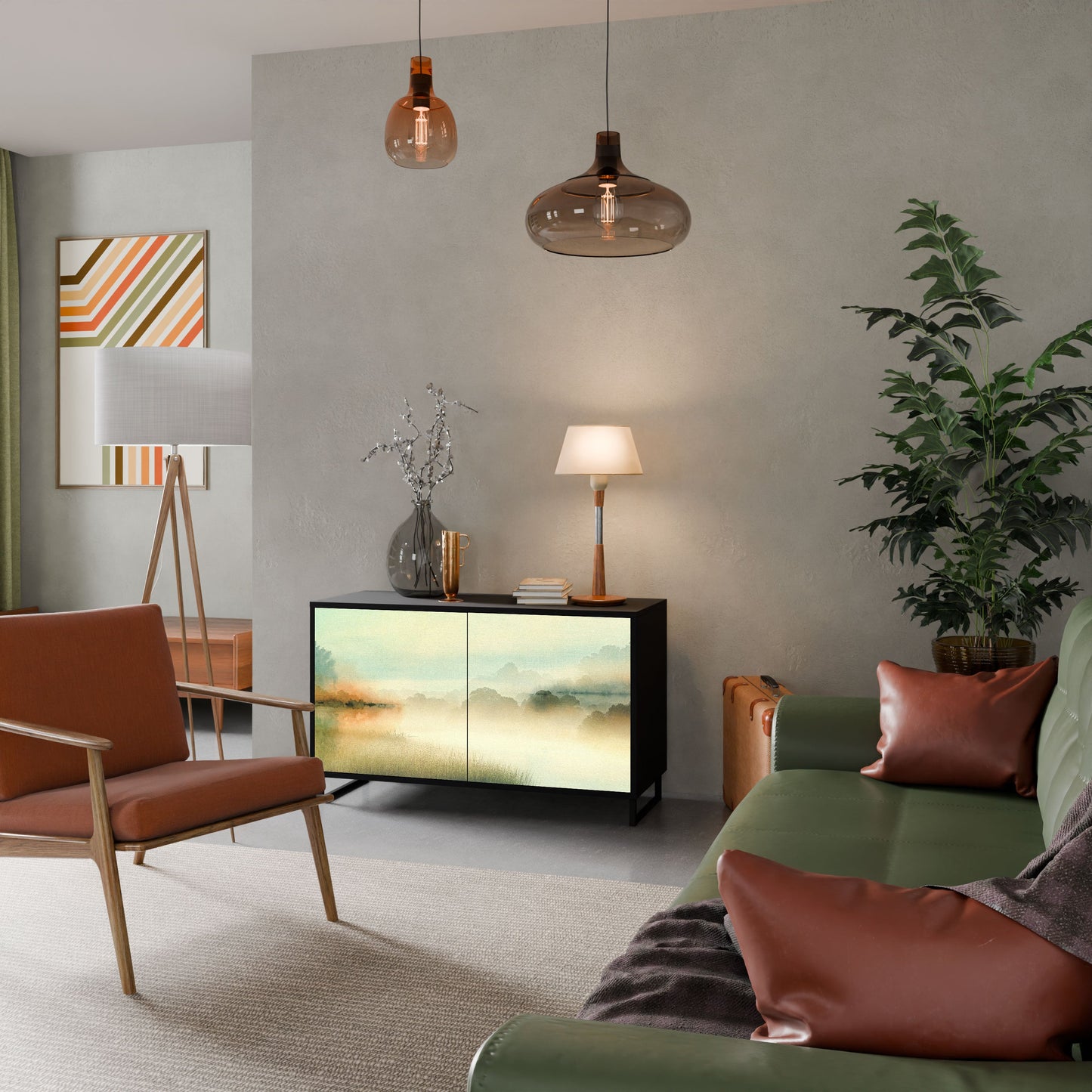 Credenza a 2 ante MORNING BY THE LAKE in finitura nera