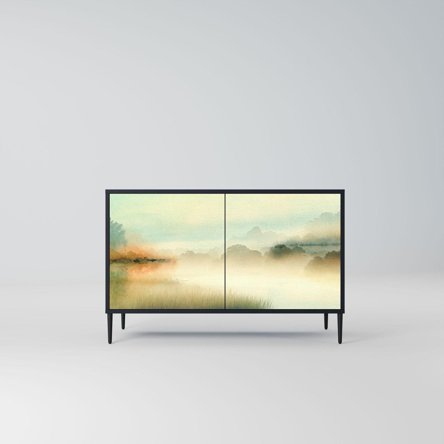 Credenza a 2 ante MORNING BY THE LAKE in finitura nera