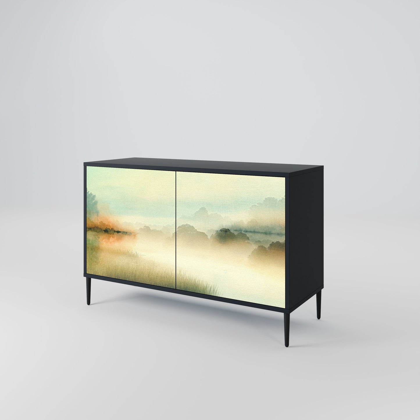 Credenza a 2 ante MORNING BY THE LAKE in finitura nera