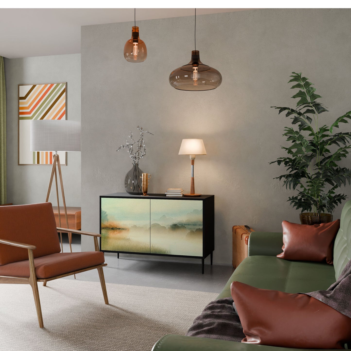 Credenza a 2 ante MORNING BY THE LAKE in finitura nera