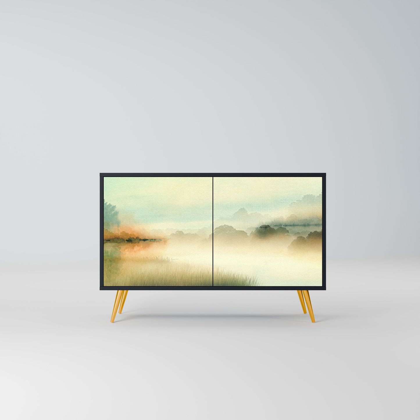Credenza a 2 ante MORNING BY THE LAKE in finitura nera