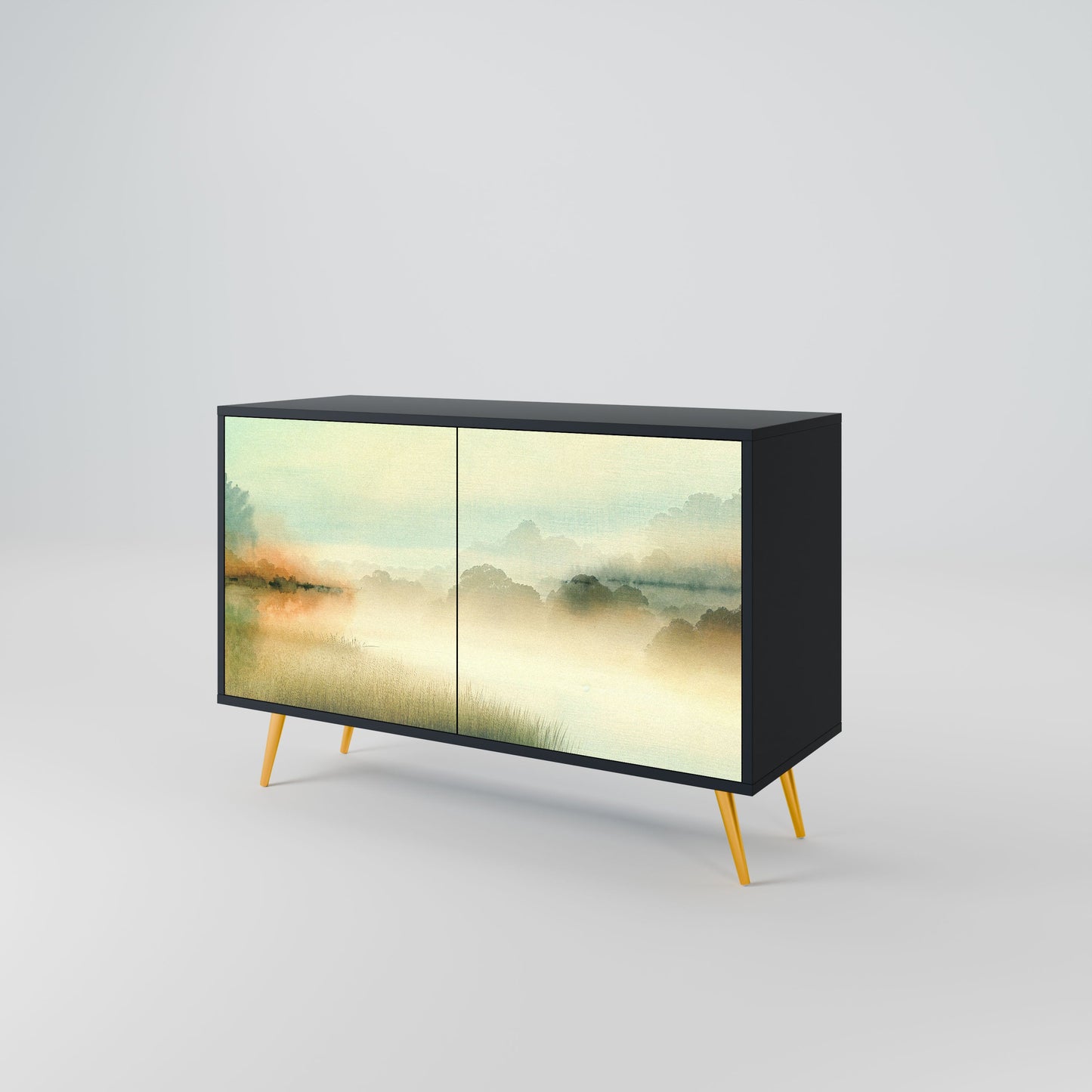 Credenza a 2 ante MORNING BY THE LAKE in finitura nera