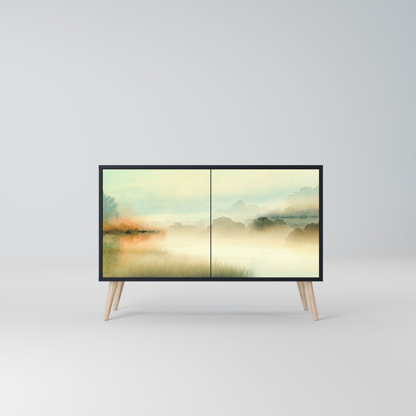 Credenza a 2 ante MORNING BY THE LAKE in finitura nera