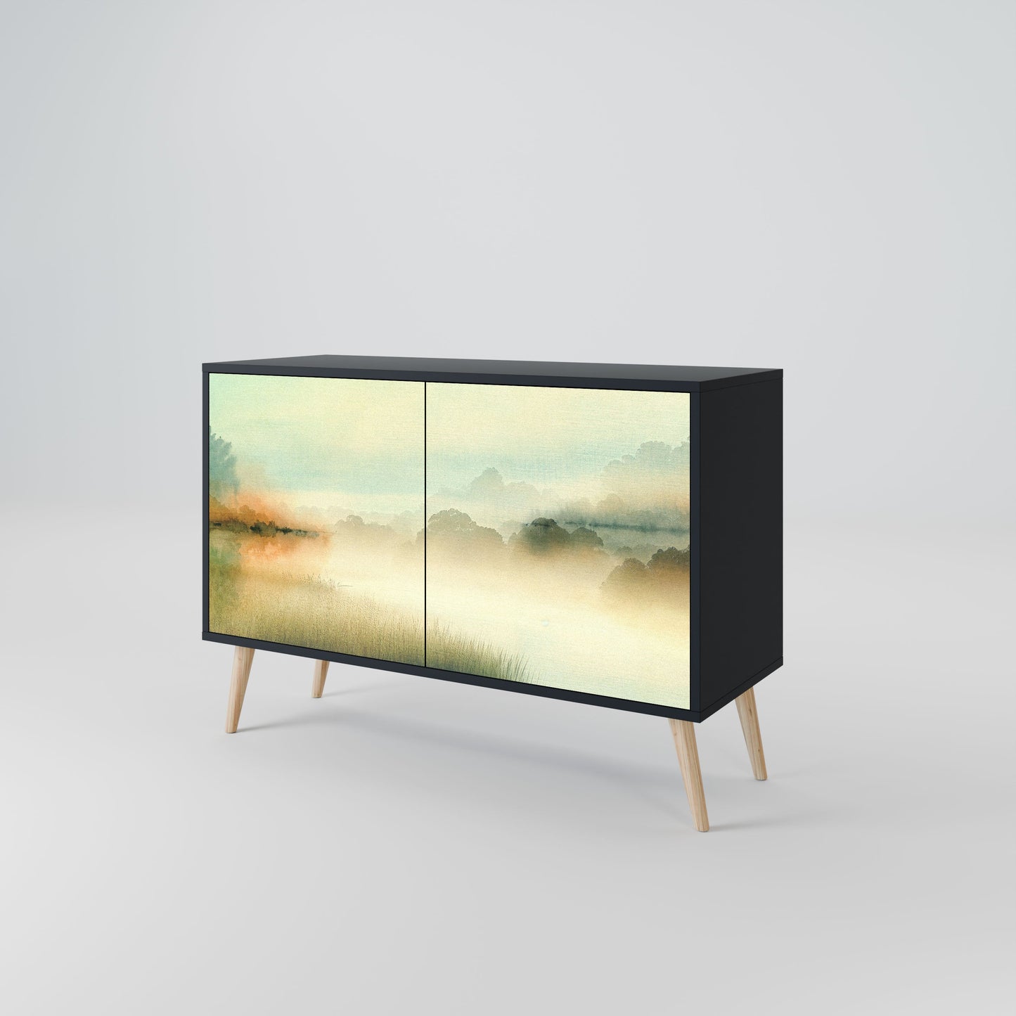 Credenza a 2 ante MORNING BY THE LAKE in finitura nera