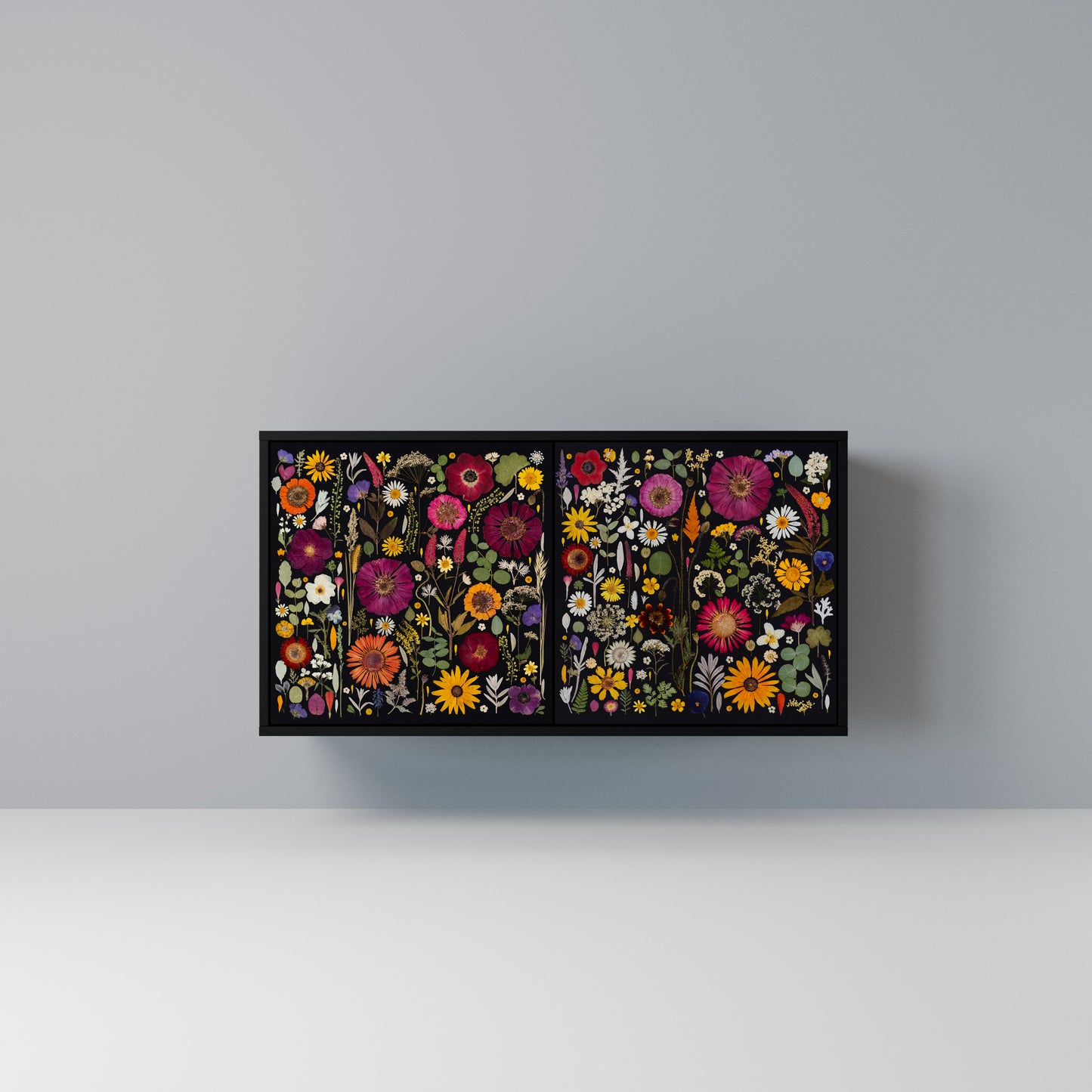 MIDNIGHT GARDEN Madia a 2 Ante in Finitura Nera