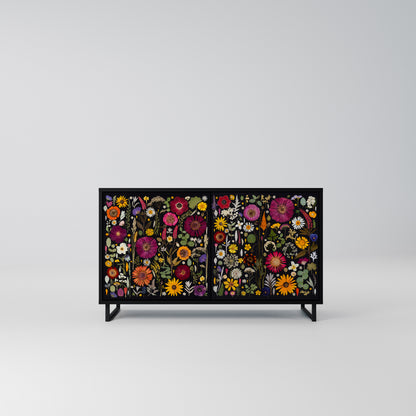 MIDNIGHT GARDEN Madia a 2 Ante in Finitura Nera