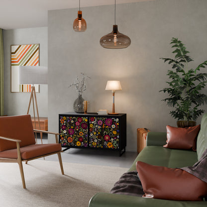 MIDNIGHT GARDEN Madia a 2 Ante in Finitura Nera