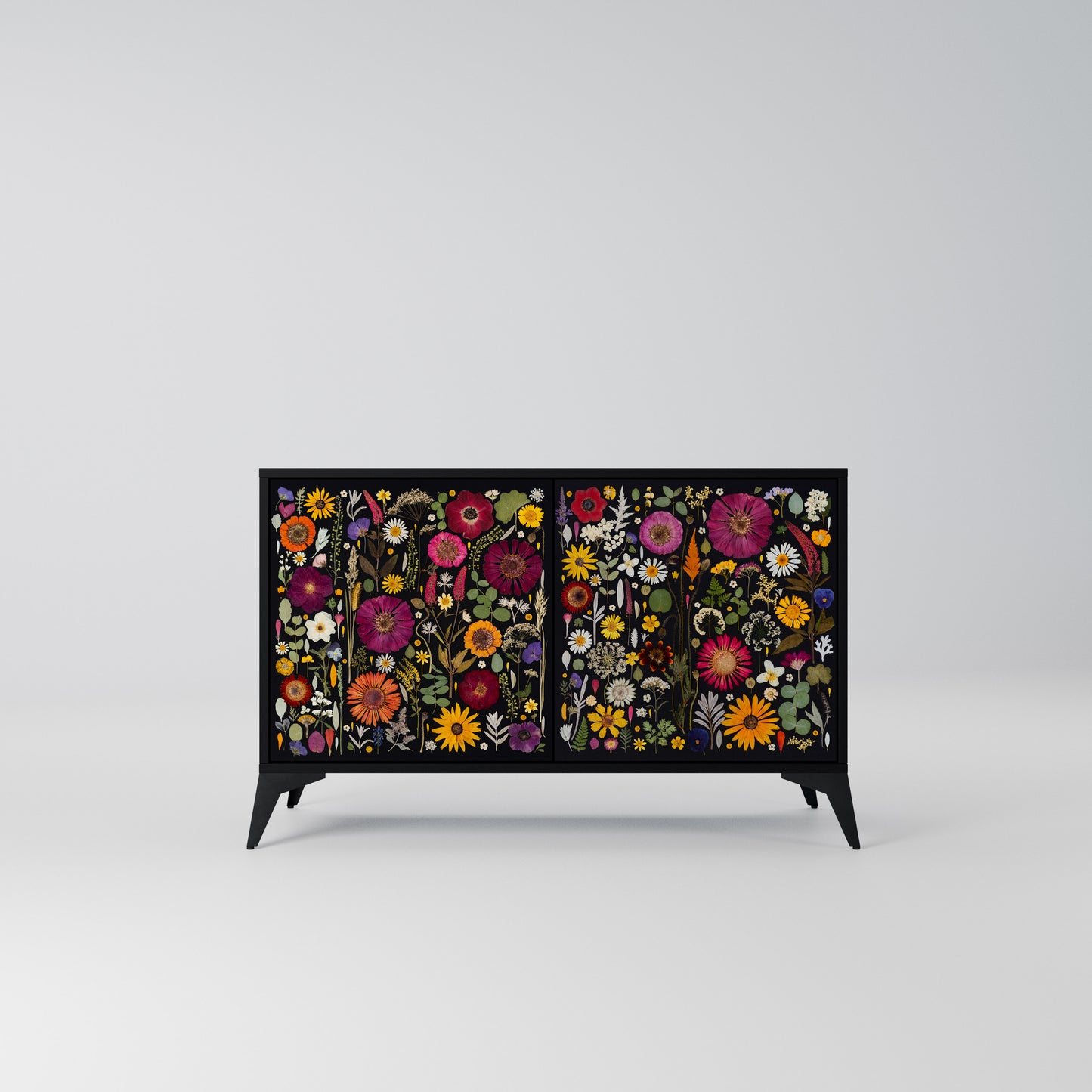 MIDNIGHT GARDEN Madia a 2 Ante in Finitura Nera