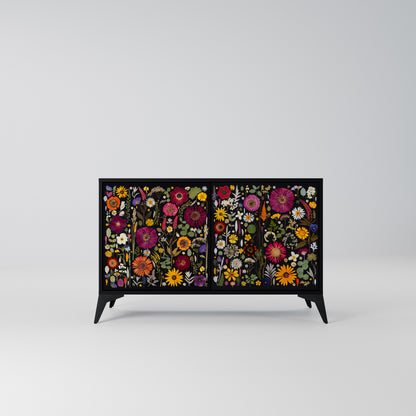 MIDNIGHT GARDEN Madia a 2 Ante in Finitura Nera