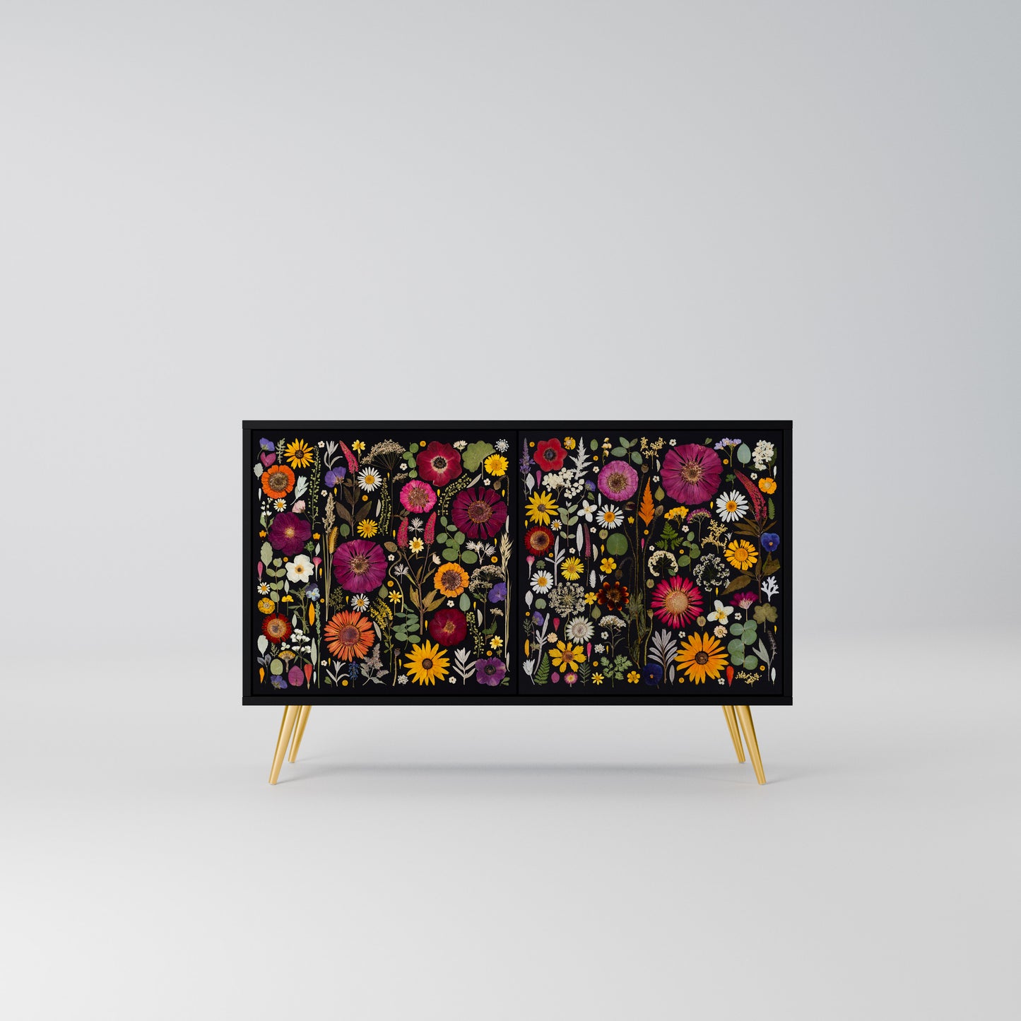 MIDNIGHT GARDEN Madia a 2 Ante in Finitura Nera