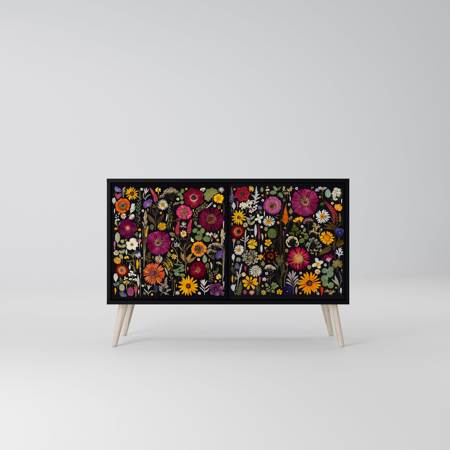 MIDNIGHT GARDEN Madia a 2 Ante in Finitura Nera