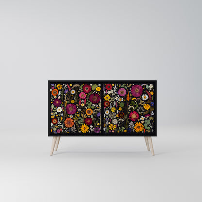 MIDNIGHT GARDEN Madia a 2 Ante in Finitura Nera