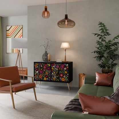 MIDNIGHT GARDEN Madia a 2 Ante in Finitura Nera