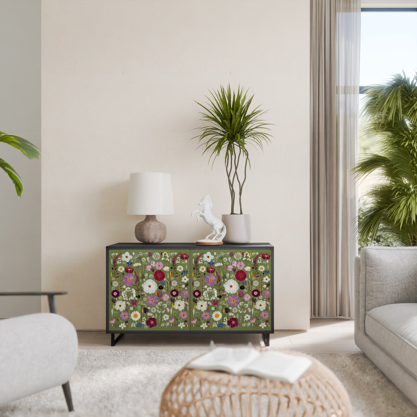 WILD GARDEN Madia a 2 Ante in Finitura Nera