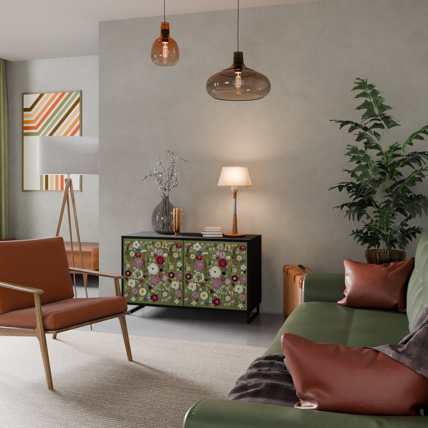 WILD GARDEN Madia a 2 Ante in Finitura Nera