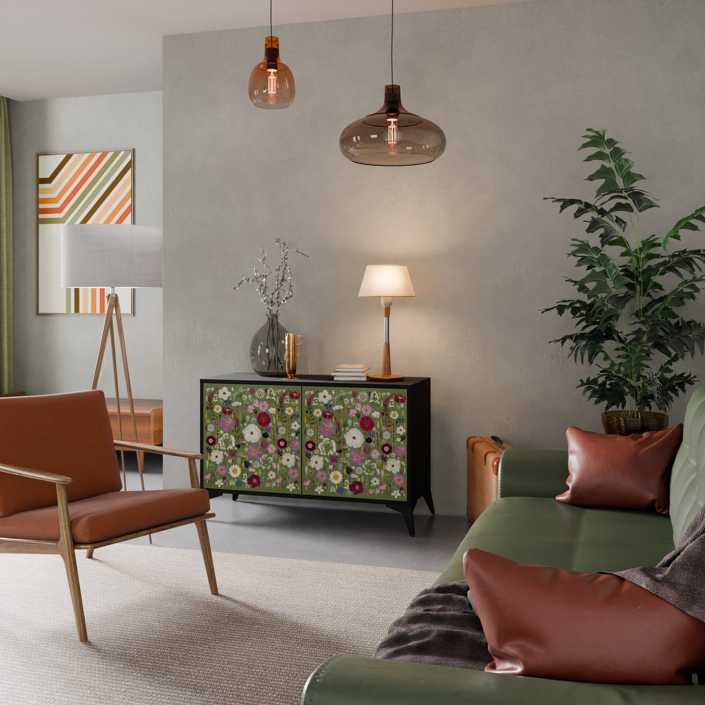 WILD GARDEN Madia a 2 Ante in Finitura Nera