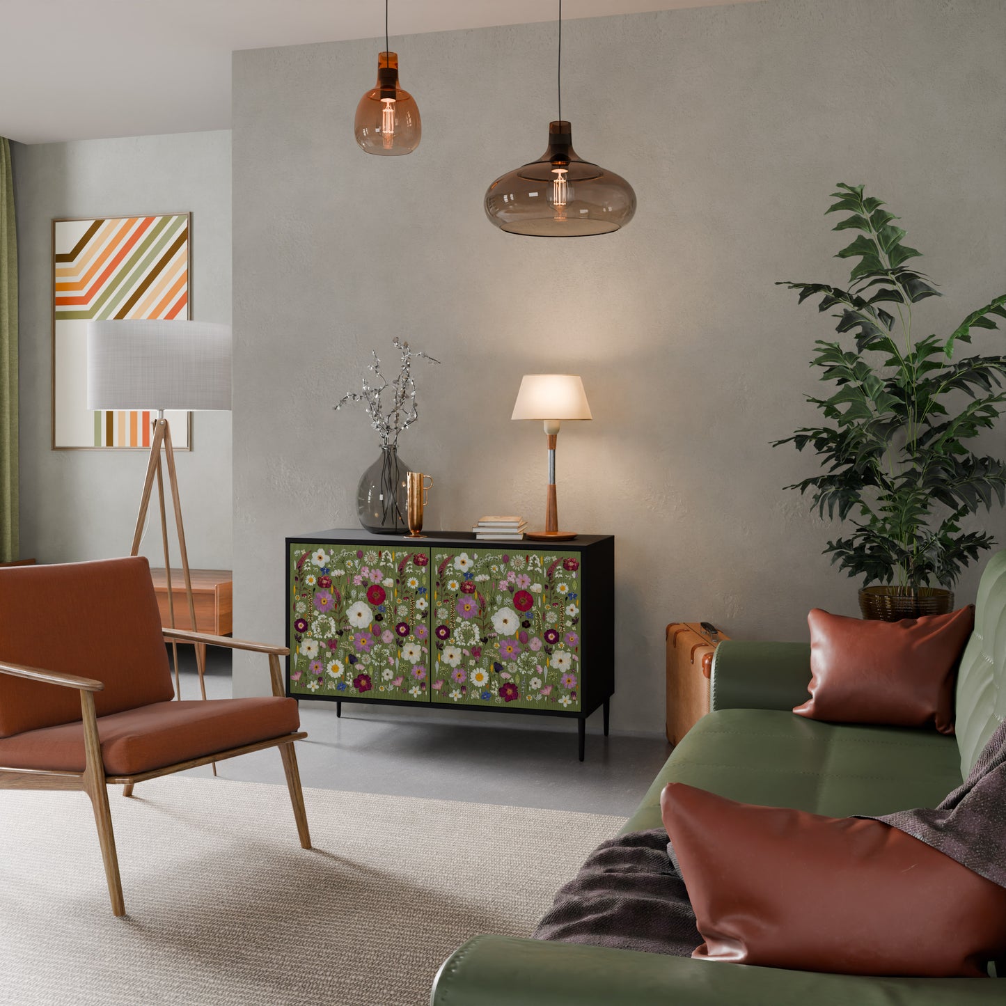 WILD GARDEN Madia a 2 Ante in Finitura Nera