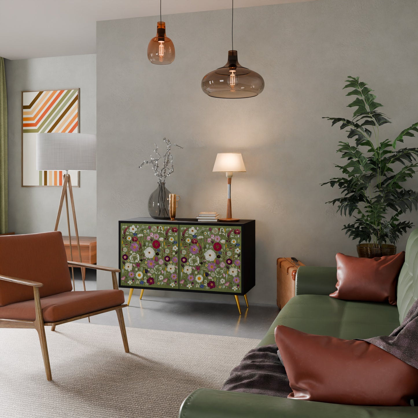 WILD GARDEN Madia a 2 Ante in Finitura Nera