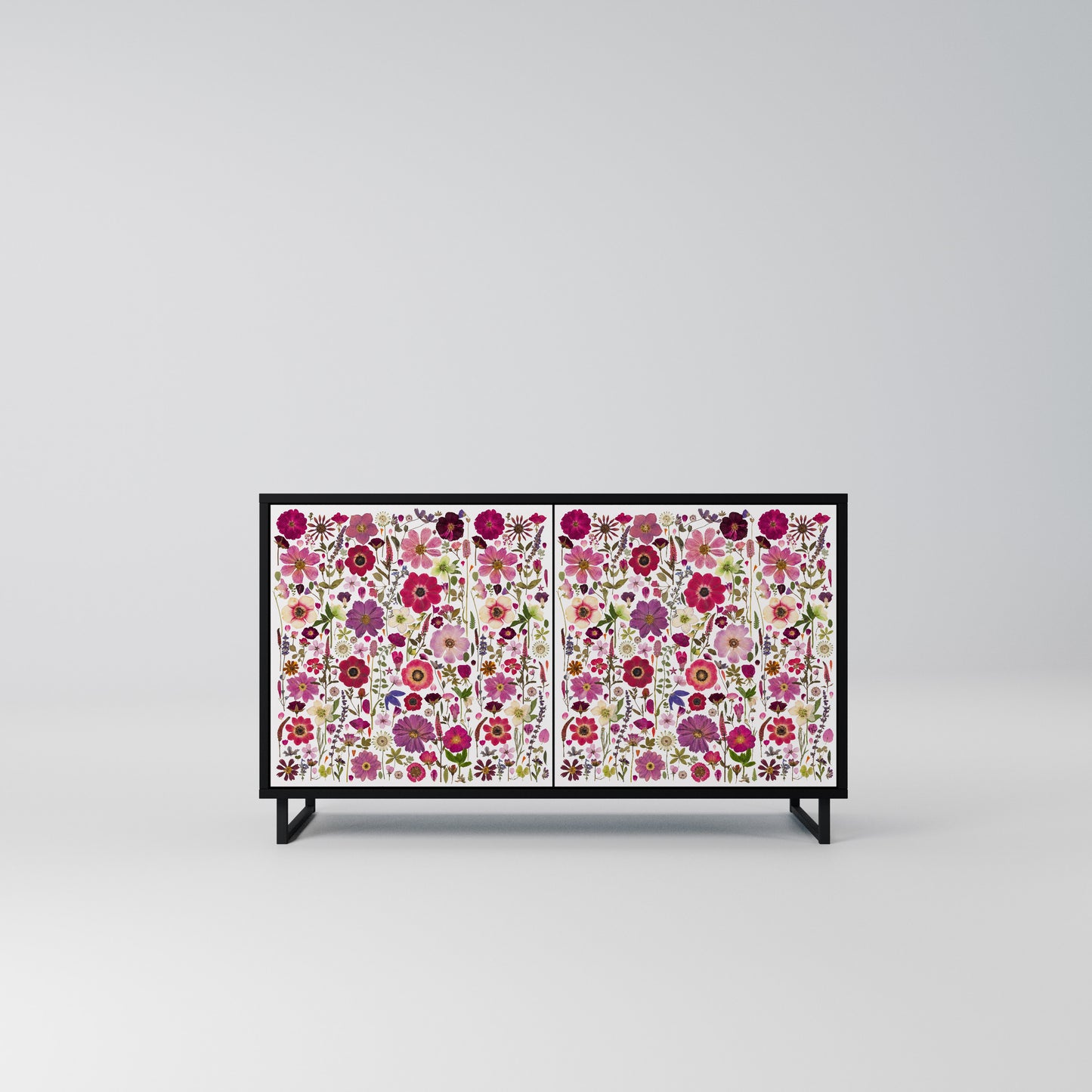 PETAL GARDEN Madia a 2 Ante in Finitura Nera