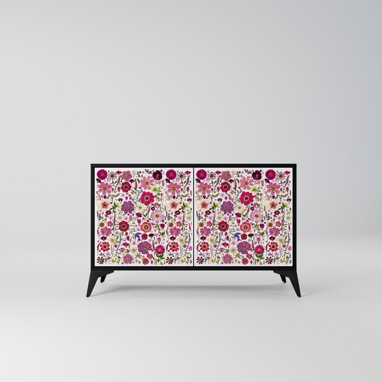 PETAL GARDEN Madia a 2 Ante in Finitura Nera