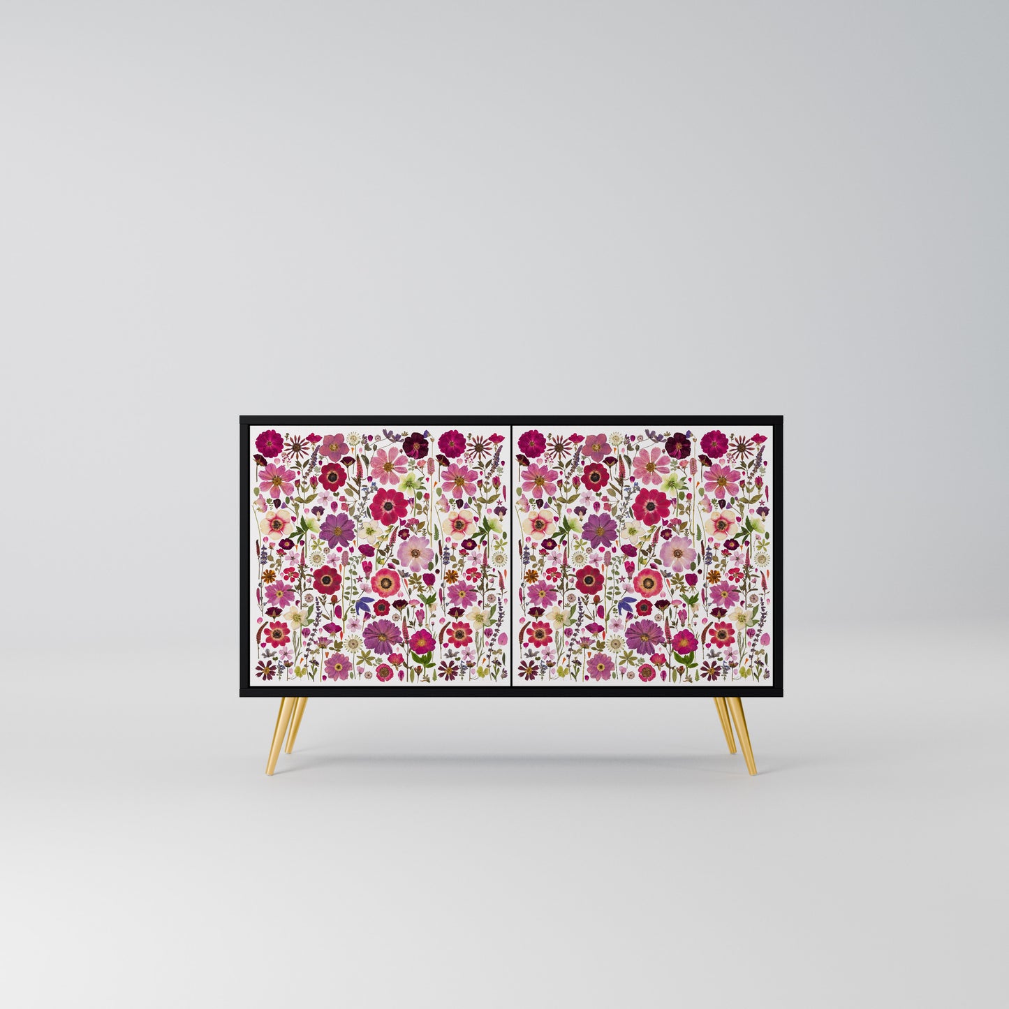 PETAL GARDEN Madia a 2 Ante in Finitura Nera